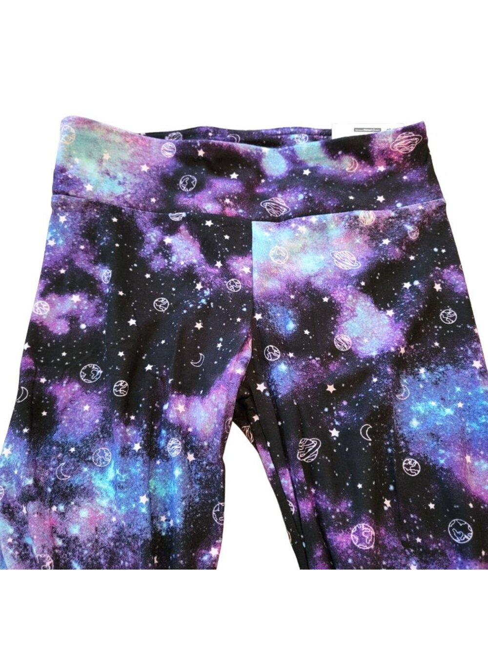 Galaxy Leggings Purple Black High Rise SOFT Sueded Juniors Size 7/9 Ankle JJ3234